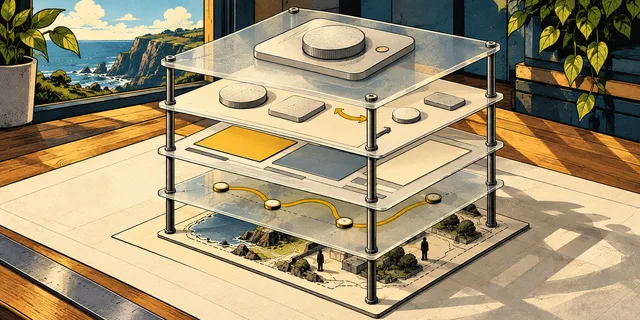 An early layered architectural model used to explore the design framework.