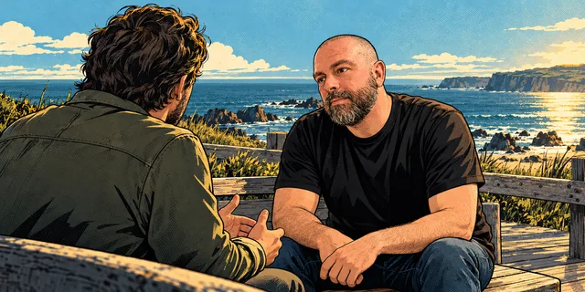 An alternate comic illustration: a coastal conversation.